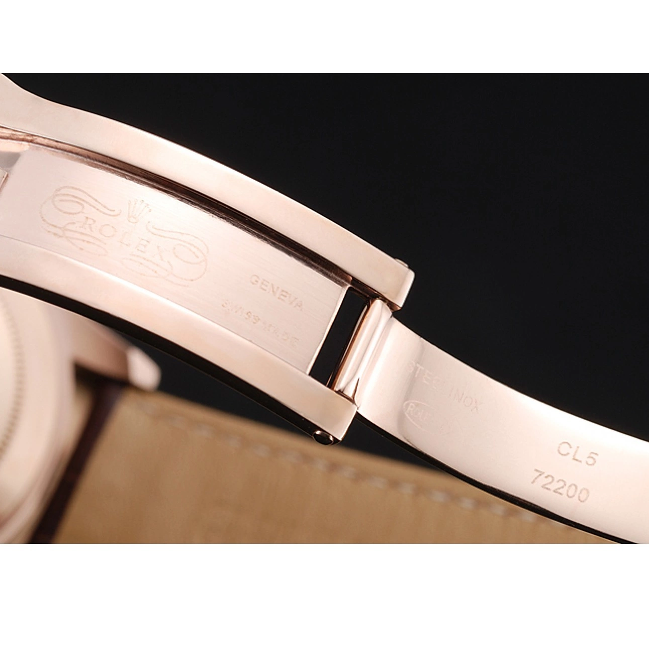 Aaa replica watch Gold Brown Brown Rolex Dial Leather Cosmograph Rose Daytona 1454243 Case Bracelet 0717